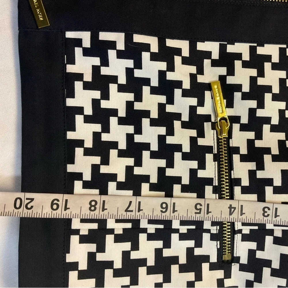 Michael Michael Kors Black White Houndstooth Zip Jacket Size 14 Gold Zippers